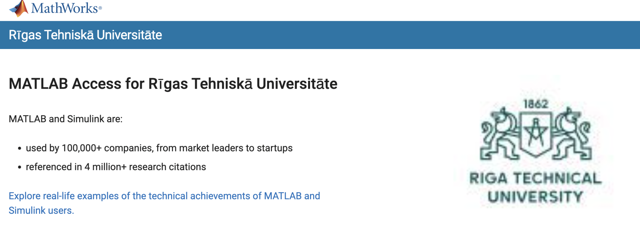 Ar RTU iegādāto MATLAB Campus-Wide licenci neierobežota piekļuve ...